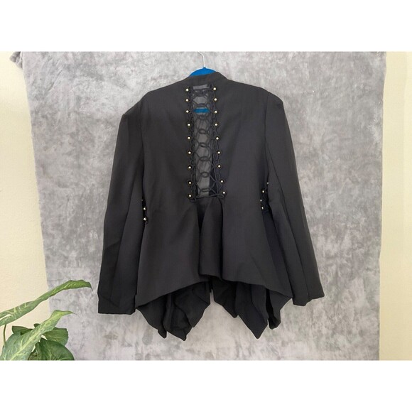 NWT Women's Rock Punk Goth Blazer Jacket women’s 3X Black sheer panel - Picture 1 of 13